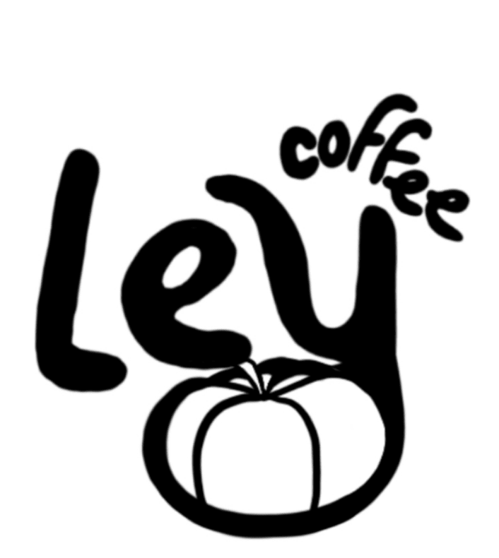 Essai de logo Ley Coffee dessiné à la main, avec une citrouille sous le mot Ley